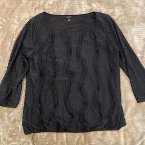 Ann Taylor black textured top with elastic bottom